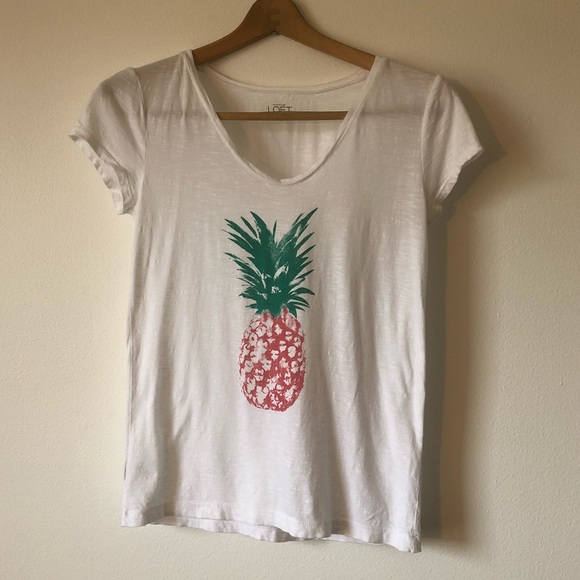 Ann Taylor Loft Pineapple Print Graphic 